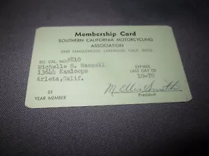 Vintage SOUTHERN CALIFORNIA MOTORCYCLING Association MITGLIEDSKARTE - Bild 1 von 4