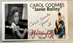 Carol Coombs Autographed 3x5 Index Card It's a Wonderful Life - Picture 1 of 2