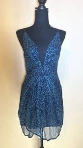 Zimmerman dress leopard print Sz O plunge 100% Silk Designer Cocktail party race - Picture 1 of 8
