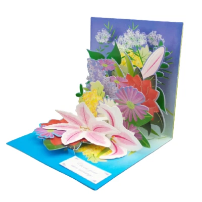 Flower Bouquet All Occasion Greeting Card 3D Pop Up Card Up With Paper - Image 1 of 4