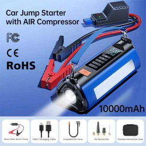 Car Jump Starter Air Compressor inflator Battery Booster Charger Phone PowerBank - Picture 1 of 15