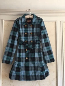 NWT Juicy Couture Girls Regal Scottie Plaid Tie Front Trench Coat Jacket 12  - Picture 1 of 3