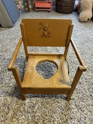 Vintage Hedstrom Foldable Wooden Potty Chair Lamb Decal - Image 1 of 4