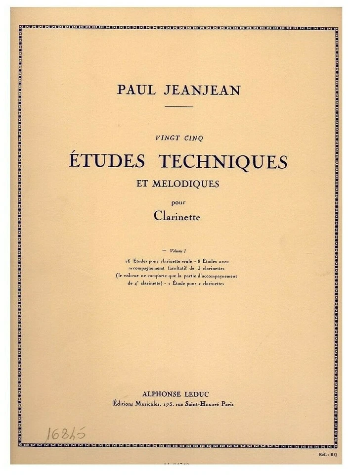 Paul Jeanjean 25 studi tecnici e melodici volume 1 per clarinetto ed. Leduc - Immagine 1 di 1