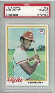 Tarjeta 1978 Topps Ken Griffey Cincinnati Reds #80 PSA 10 como nueva jardinero - Imagen 1 de 2