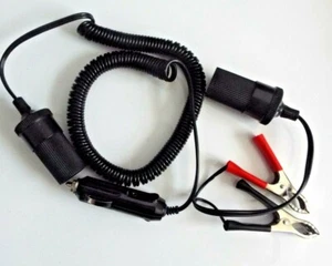 12V DC Batterieanschlussset, Krokodilklemmen mit 1m geschweiftem Verlängerungskabel. - Bild 1 von 1