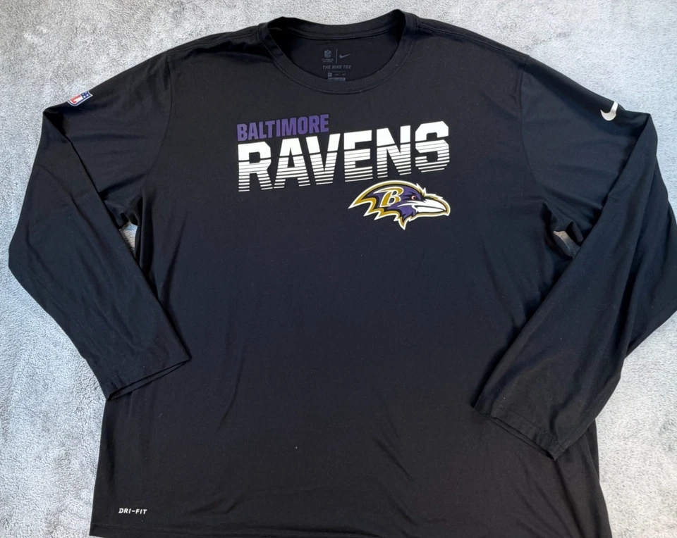 Nike Ravens Long Sleeve Shirt Men’s 3XL Dri-Fit Black NFL On Field - Image 1 of 4
