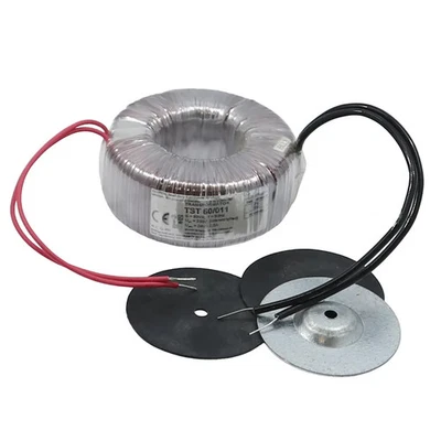 12V Trafo (Ringkerntransformator) 60VA, 230V~ zu 12V~/5A, 80x34mm, 15cm Kabel - Bild 1 von 4