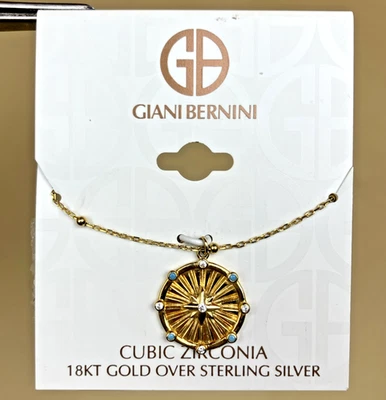 Collar Colgante Giani Bernini Azul Circonita Cúbica Starburst Chapado en 18kG Nuevo con Etiquetas $85 Foto 1 de 4