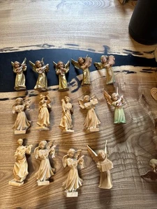 Vintage Hand Carved Wood  Anri Angel Angel's Figure 2.5" Italy Group Lot Of 14 - Picture 1 of 23