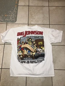 Vintage 90s Big Johnson Parcel Service T-Shirt We Carry The Biggest Packages! L - Picture 1 of 7