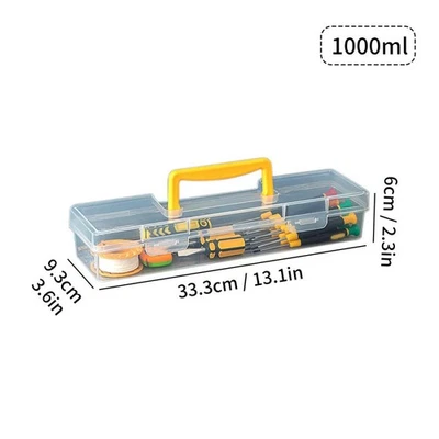 Large Capacity Plastic Hardware Organizer Transparent Portable Tool Storage Box↟ - Image 1 of 4