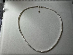 16-17 inches 3.5-4mm freshwater A+ white pearl necklace 18k gold clasp new NIB - Picture 1 of 8