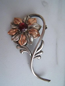 VINTAGE SILBER & GOLD AMETHYST STEIN KREISLER BLUME ANSTECKNADEL - Bild 1 von 10