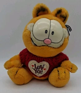 Suéter Rojo Garfield Cat Peluche PAWS DAKIN “LUV YA” De Colección 8" - Imagen 1 de 10