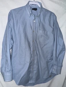 Lands’ End 17-33 No Iron Hemd Blau Gingham Kariert Langarm Baumwolle - Bild 1 von 5