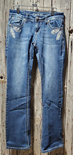 women's GRACE in L.A. blue jeans BOOT stretch Embroidery Rhinestone size 28 EUC