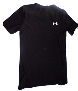 Under Armour athletic boys black stretch Youth Large heatgear tee R2 - Picture 1 of 4