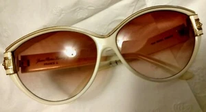 1970s Vintage JEAN PIERRE LAMY White w Gold Accents Sunglasses - Picture 1 of 9