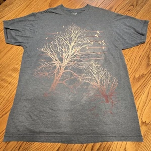 Vintage Y2K Apt. 9 Graphic Tee Shirt Blue with Bare Trees/Birds Men’s Size L EUC - Picture 1 of 6