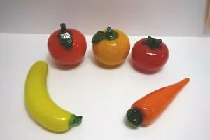 Art Style Glass Fruit 5 Pieces Apple Orange Banana Tomato Carrot - Picture 1 of 8