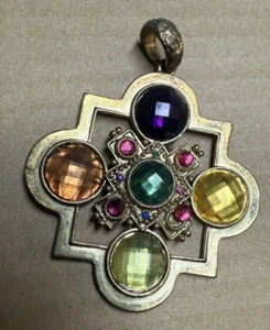 Vintage Large Colorful Victorian Look Costume Jewelry Pendant Charm - Picture 1 of 3