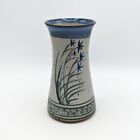 Vtg K. Rice Vase Beardstown IL Pottery 7” 2004 Flowers Speckled Blue Stoneware