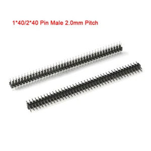 40Pin Male 2.0mm Pitch Header Pins Single/Double Row Right Angle Connector Strip - Picture 1 of 11