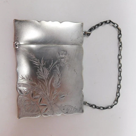 Aesthetic Card Case C. 1880 Whiting No Mono Sterling Silver Purse Excellent Cond Cover