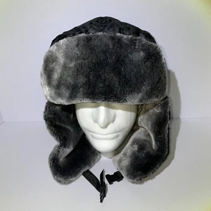 Mysuntown Trapper Mütze Kunst Nerz Fell Silber Schwarz Ohrenklappe Winter - Bild 1 von 6