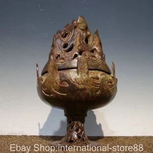 Quemador de incienso de montaña palacio dinastía mercancía de bronce antigua de China de 10,4" - Imagen 1 de 9