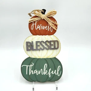 Letrero decorativo calabazas de acción de gracias cosecha bendiciones agradecido otoño otoño país - Imagen 1 de 12