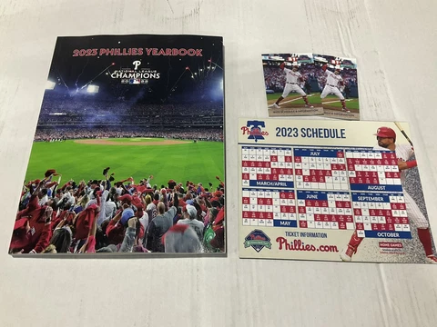 PHILLIES 2023 YEARBOOK & MAGNET SCHEDULE POCKET NATIONAL LEAGUE CHAMPIONS SGA Cover