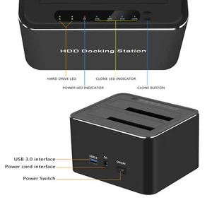 SATA dual disk cloner 2.5/3.5 inch universal hard disk base USB3.0 offline copy - Photo 1/15
