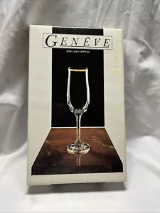 Wunderschöne Vintage 6 Geneve Kristall Goldrand Sektflöte Gläser Tschechisch Neu - Bild 1 von 7