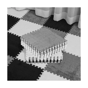 36 Pcs Plush Foam Floor Mat Square Interlocking Carpet Tiles with Border Fluf... - Picture 1 of 7