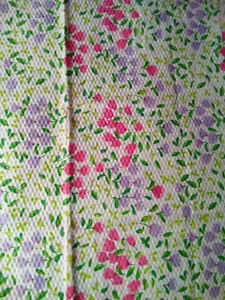 Vintage Floral Cotton Pique Fabric Pink Purple Green on White 44x36" Cottage - Picture 1 of 3