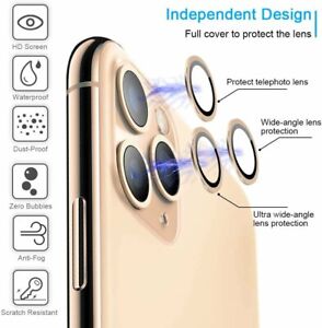 For iPhone 12 Pro Max 11 Metal Ring Tempered Glass Camera Lens Screen Protector