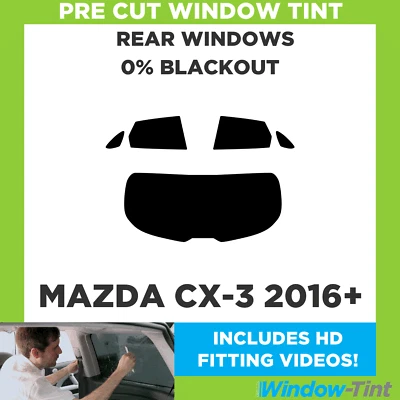 Pour Mazda CX-3 2016 + Pré Coupe Vitre Teintée Arrière 0% Blackout Film - Image 1 of 4
