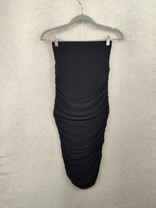 Boohoo Women Skirt 2 Black Poly Blend Ruched Slim Stretch Bodycon Casual Midi - Picture 1 of 16