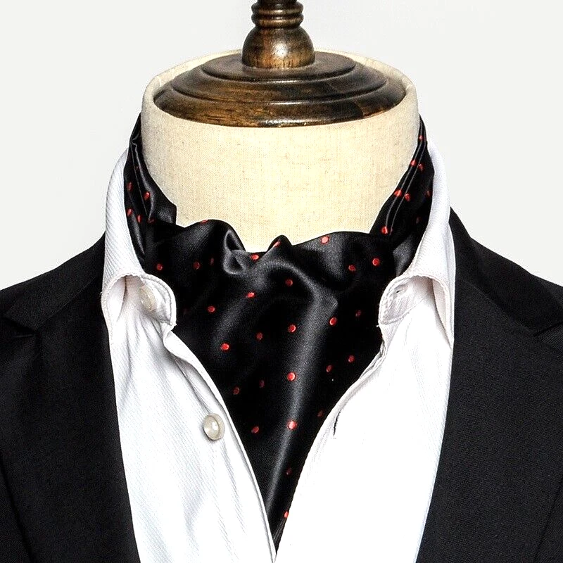 New Classic Men's Jacquard Paisley Black Pink Scarf Cravat Ascot Necktie Tie - Image 1 of 1
