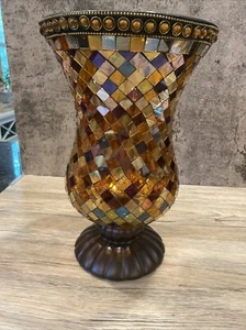 PartyLite Global Fusion 12" Hurricane Mosaik Buntglas Kerzenhalter  - Bild 1 von 11