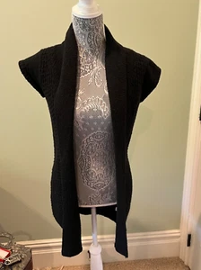 White House Black Market Cardigan Womens Small Black Sleeveless Cardigan Sweater - Picture 1 of 8