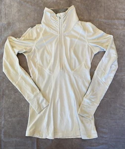 Lululemon Womens Athletic Top White 1/4 Zip Running Jogging Long Sleeve Size 6 - Picture 1 of 8