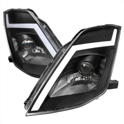 Fits Nissan 350Z 03-05 Black Projector Headlights w/LED DL Strip Sequential Turn - Image 1 of 4