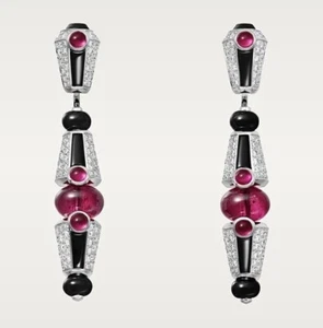 925 Sterling Silver Dangle Earrings Pink Ruby Onyx & CZ White Women New Jewelry - Picture 1 of 4