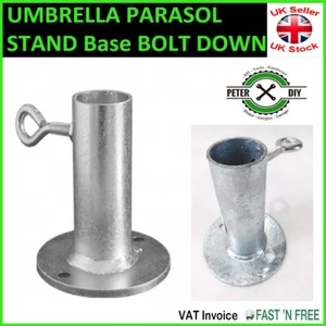 UMBRELLA PARASOL STAND Base BOLT DOWN Holder Galvanised 39x107mm - Picture 1 of 3