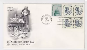 TurtlesTradingPost- Ability to Write- 1 Cent 1977 #1581 FDC Artcraft Cachet - Picture 1 of 1