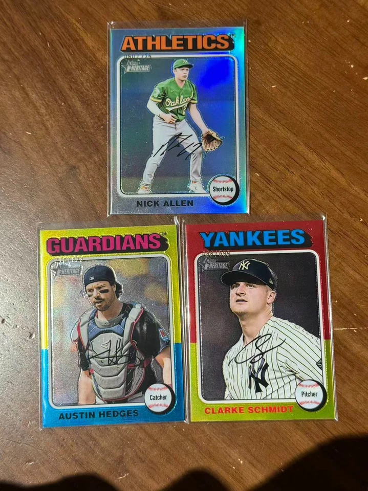 NICK ALLEN CLARKE SCHMIDT 2024 Topps Heritage Chrome Refractor #/225 /699 *3 - Image 1 of 1