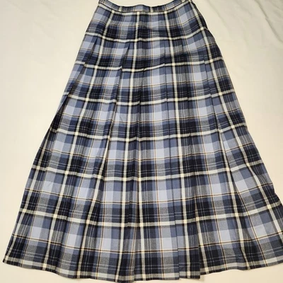 Pendleton Skirt Womens 10 Blue Tartan Virgin Wool Pleated Preppy Academia USA - Image 1 of 4
